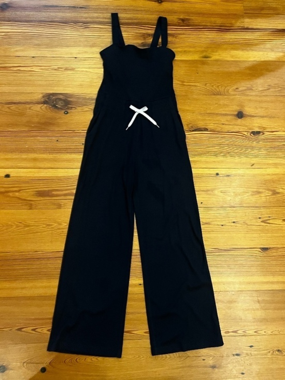 Vuori Black Mudara Ribbed Jumpsuit W/Pockets Square neckline, Size XS